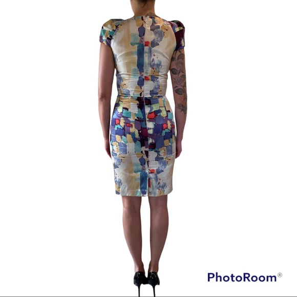 Designer silk blend multi-color dress - Picture 2 of 8